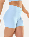 Shorts Perpétua Azul Ice Canelado / Castanho — foto 3
