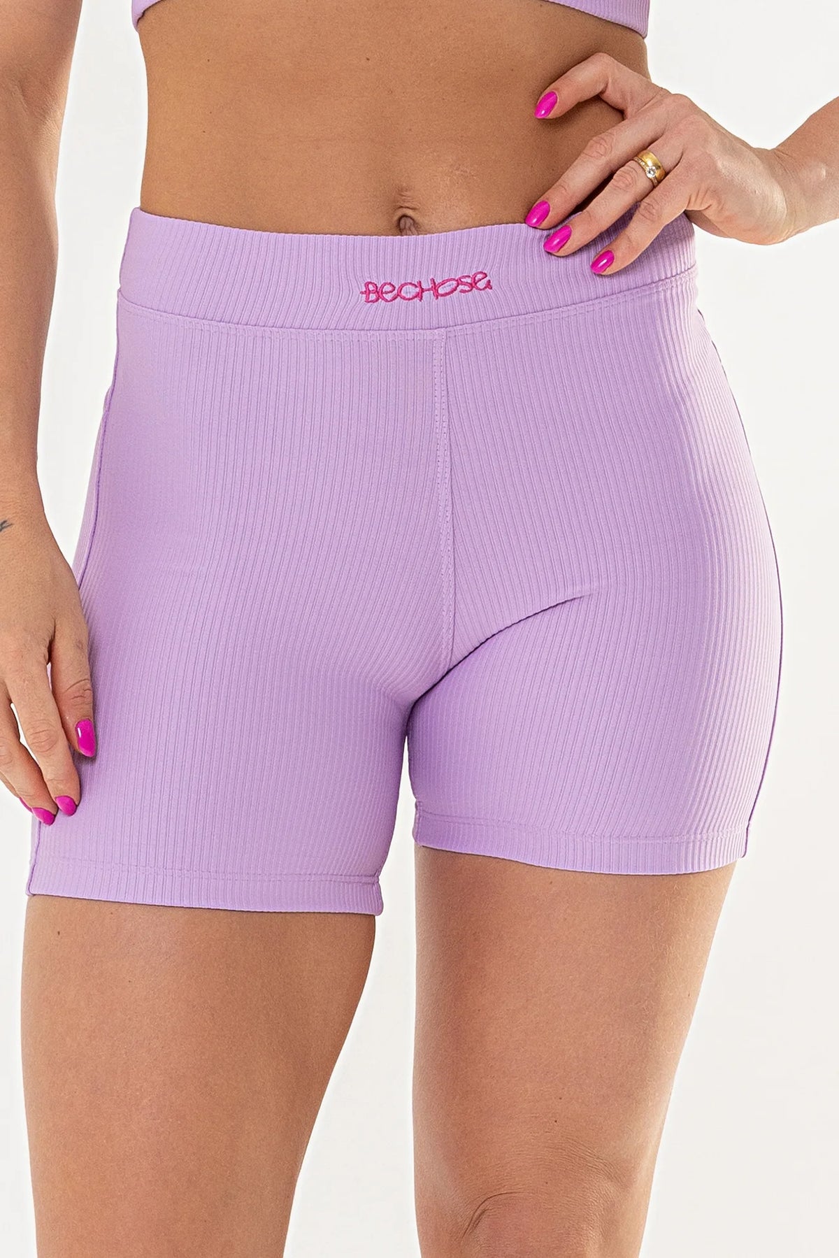 Shorts Peônia Lilás Canelado — foto 1