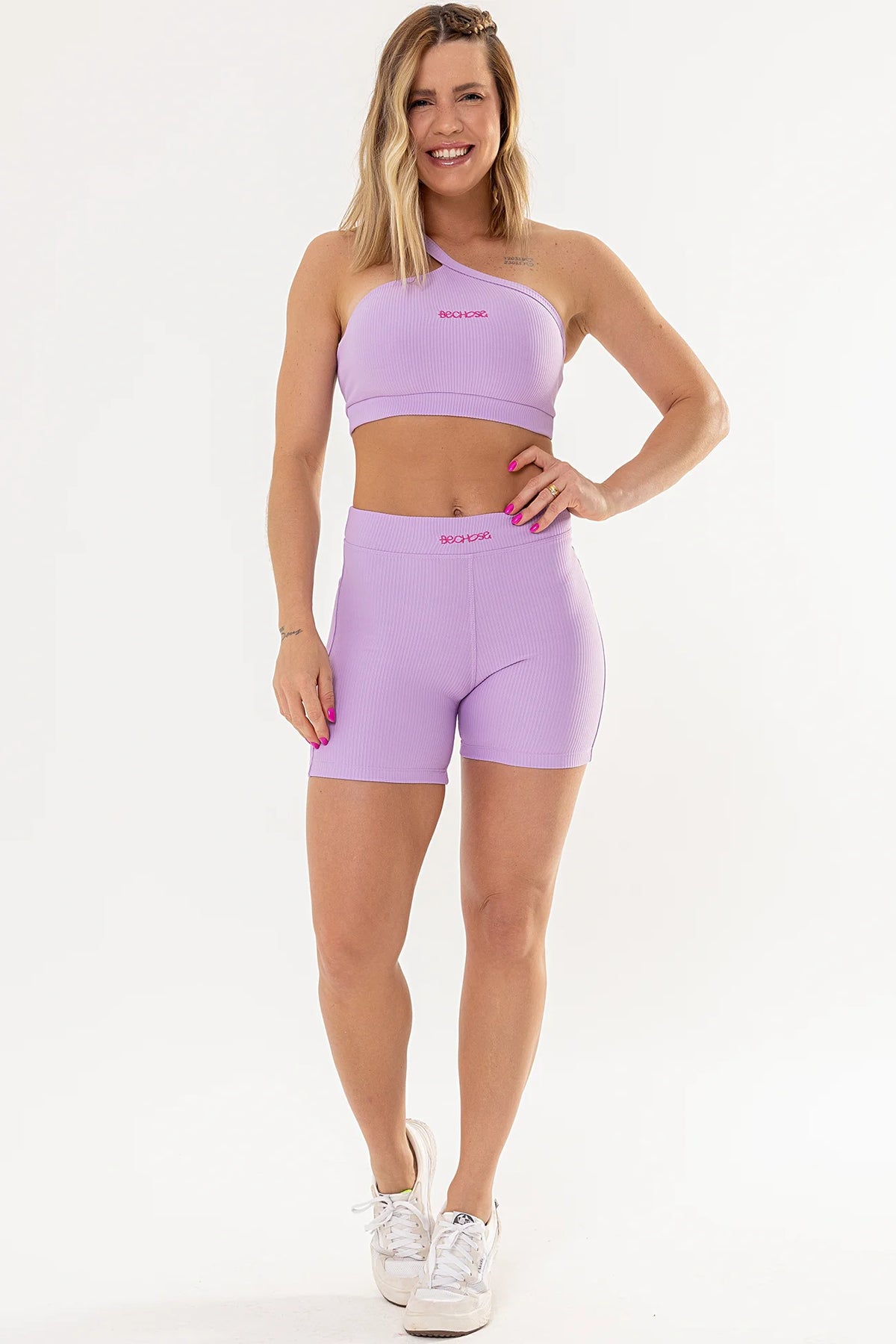 Shorts Peônia Lilás Canelado — foto 5