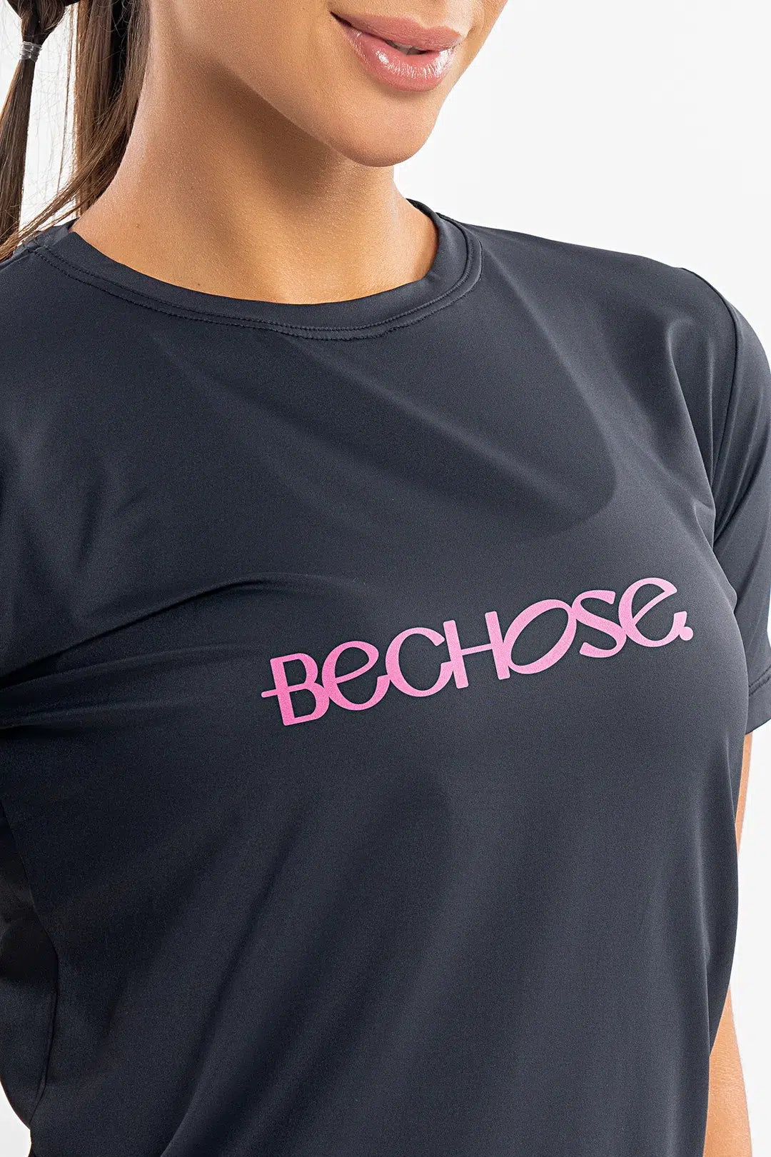 Camiseta Feminina Bchose Preto com Rosa — foto 3