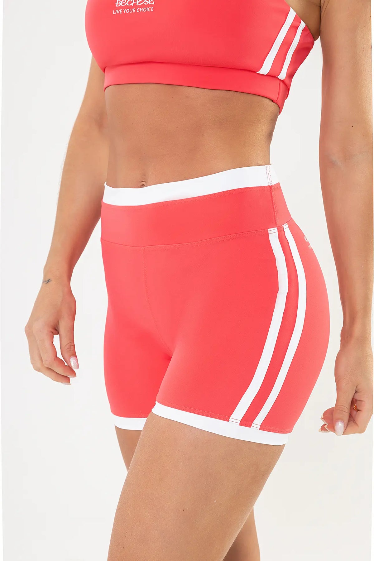 Shorts Dália Vermelho Goiaba / Branco — foto 1