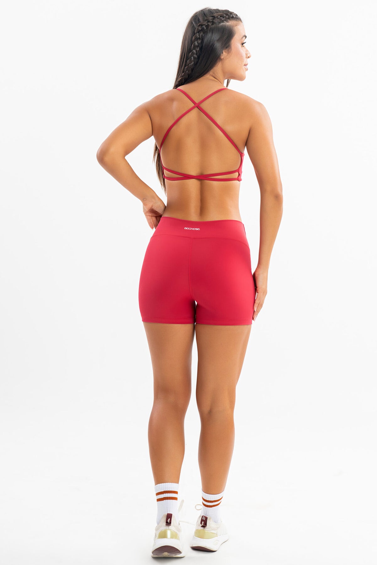 Shorts Jasmim Vermelho Lichia / Branco — foto 7