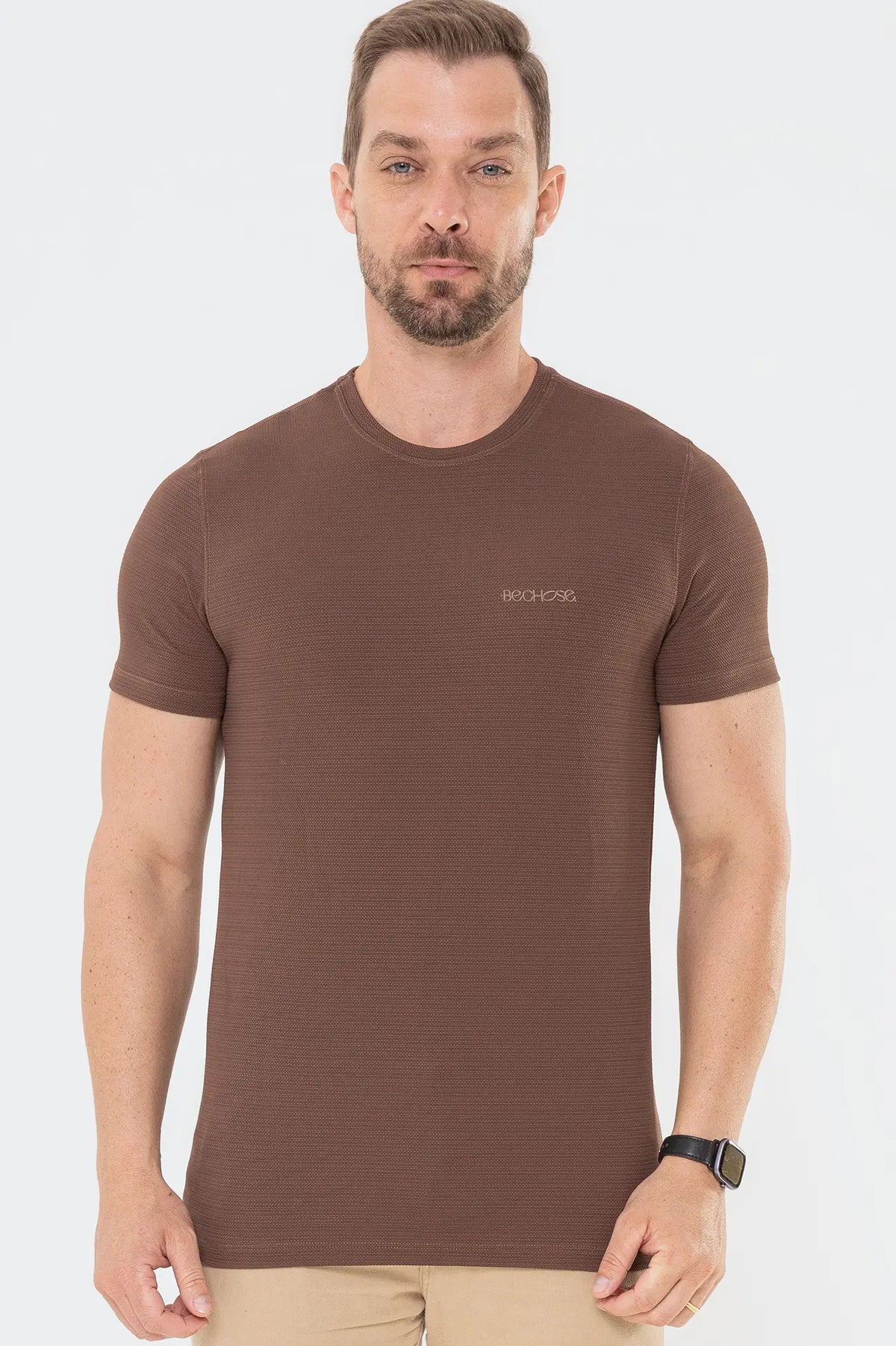 Camiseta Casual Tech Marrom — foto 1