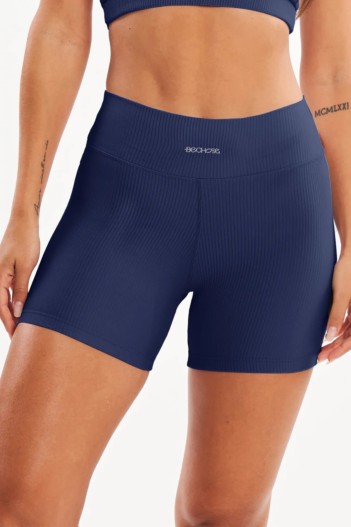 Shorts Perpétua Azul Marinho Canelado — foto 1
