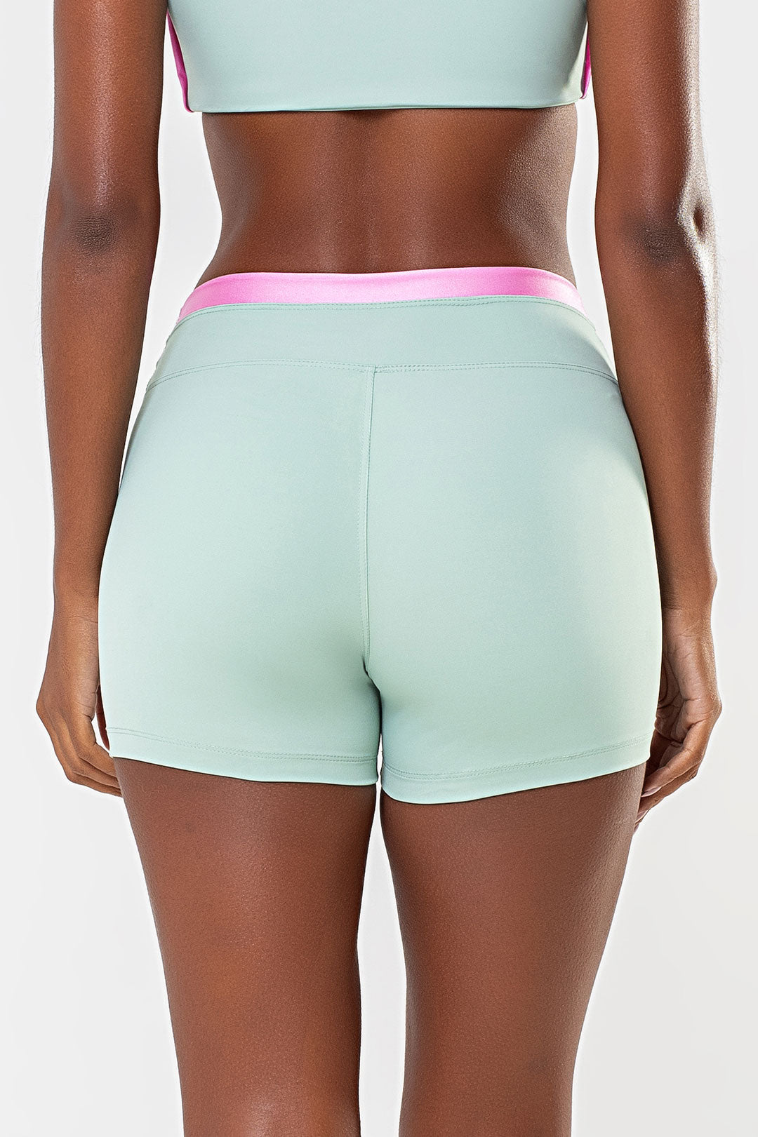 Shorts Amarílis Verde Jade /  Rosa Sorvete Glow — foto 2