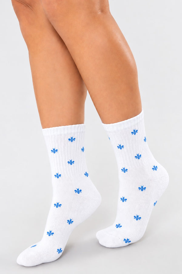 Meia Delicate Branco / Azul