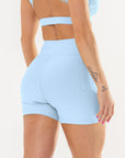 Shorts Perpétua Azul Ice Canelado / Castanho — foto 2