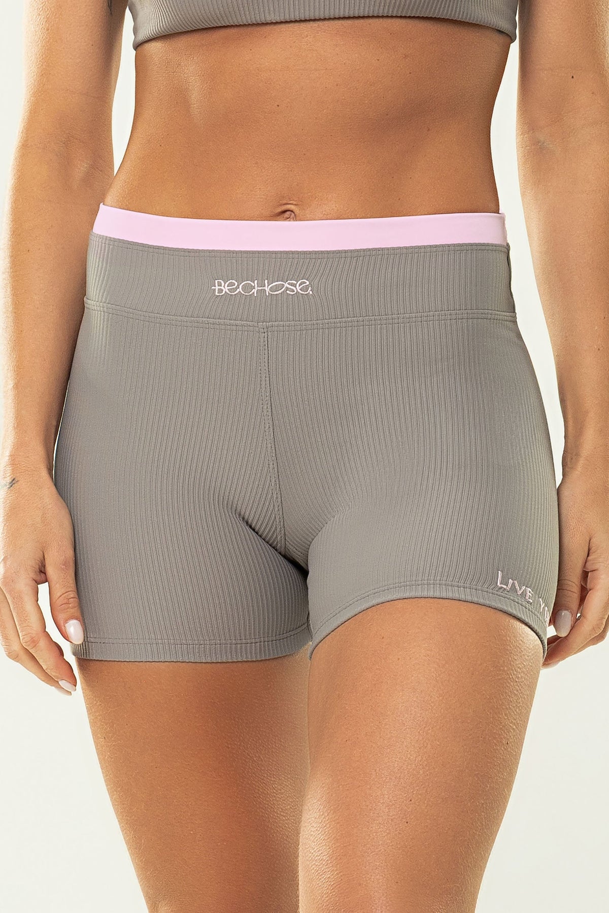 Shorts Amarilis Cinza Canelado / Rosa Balerine — foto 1