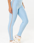 Legging Iris Azul Ice Canelado / Castanho