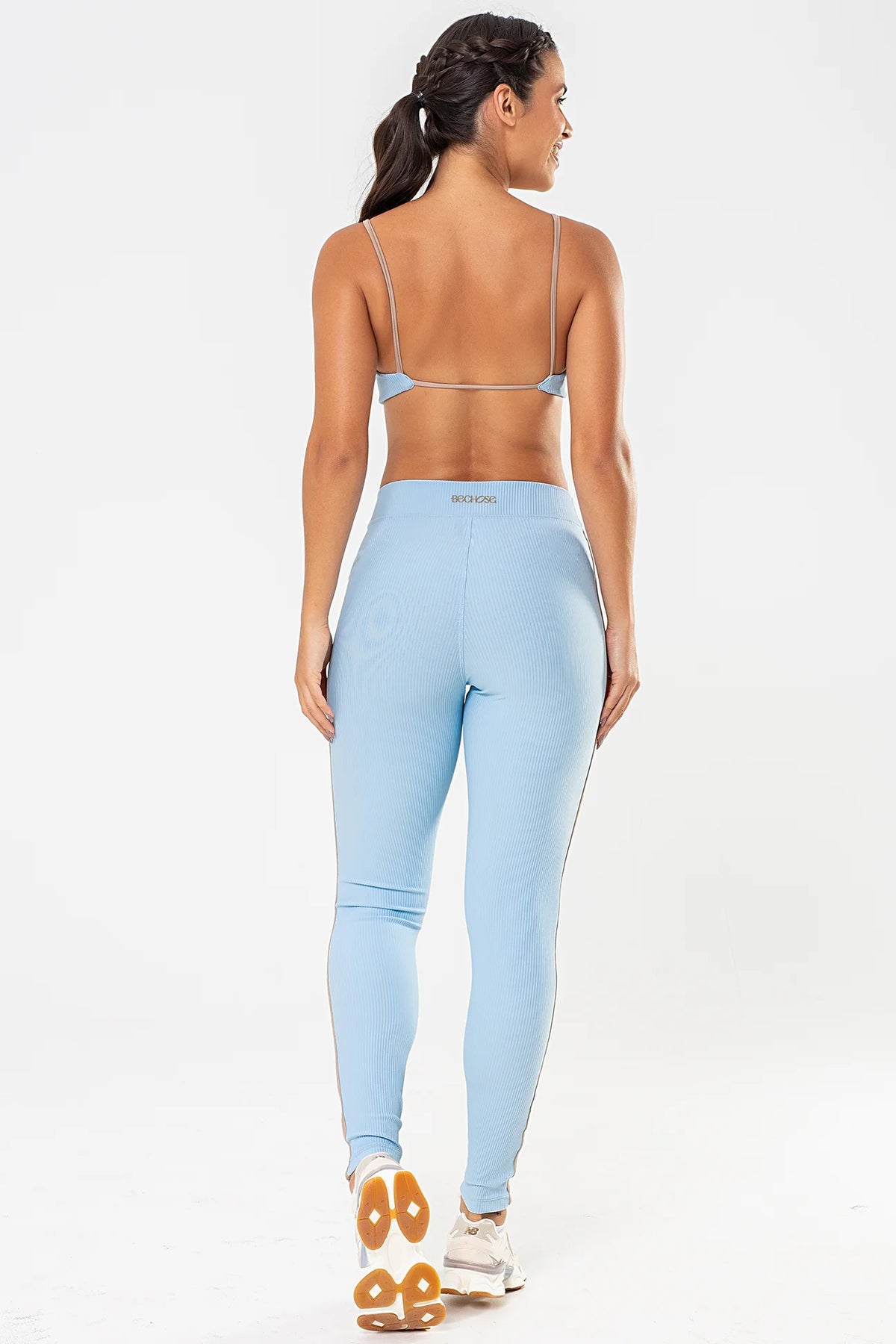 Legging Iris Azul Ice Canelado / Castanho — foto 6