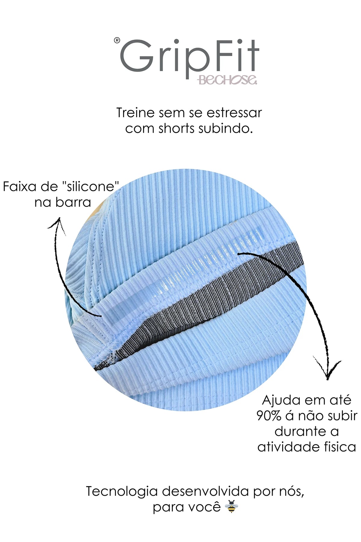 Shorts Perpétua Azul Ice Canelado / Castanho — foto 4