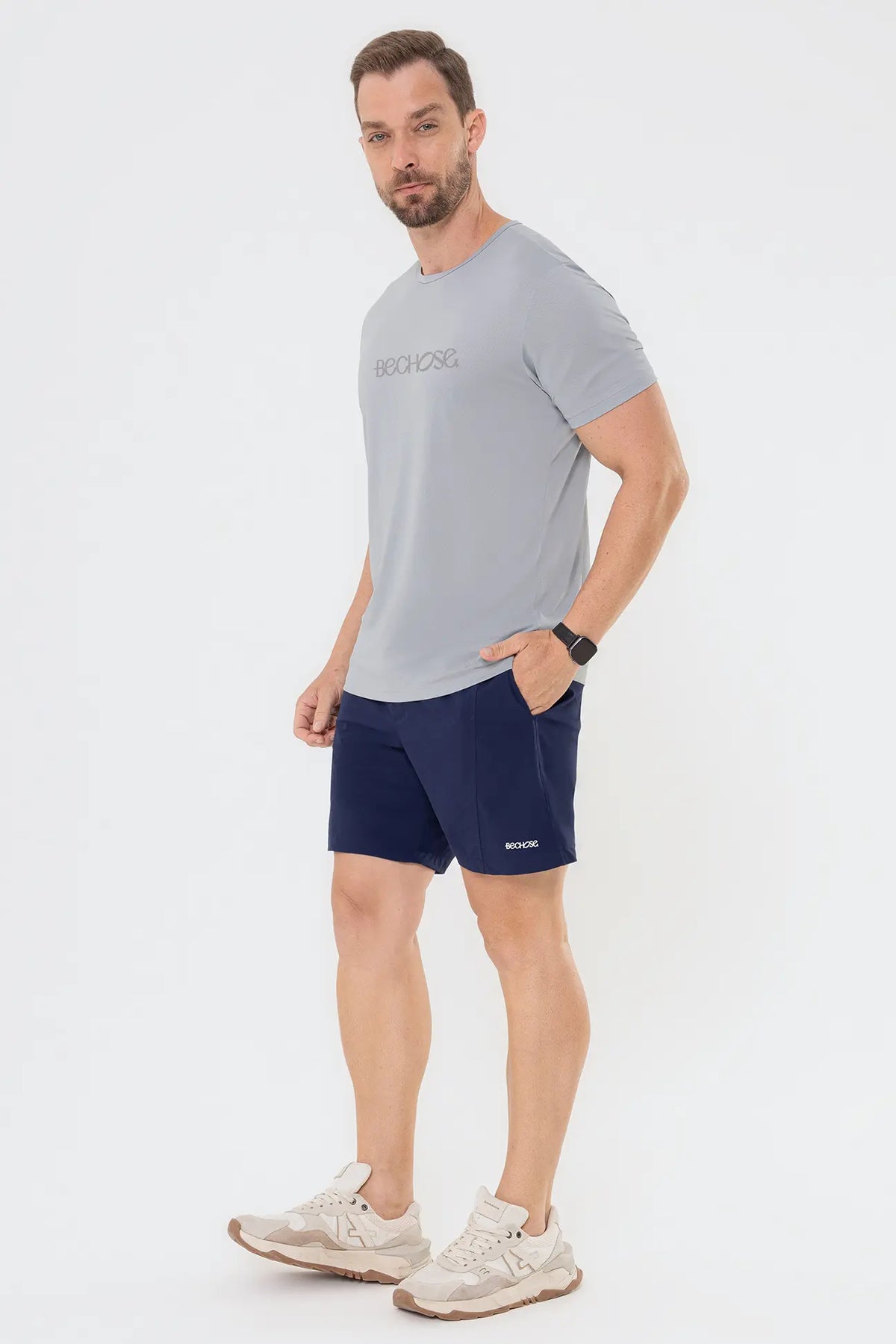 Camiseta Dry Básica Masculina Cinza — foto 5