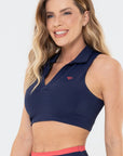 Top Polo Lótus Azul Marinho — foto 3