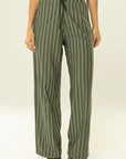 Calça Violeta Risca de Giz Verde Croco