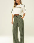 Calça Violeta Risca de Giz Verde Croco — foto 5