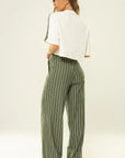 Calça Violeta Risca de Giz Verde Croco — foto 6