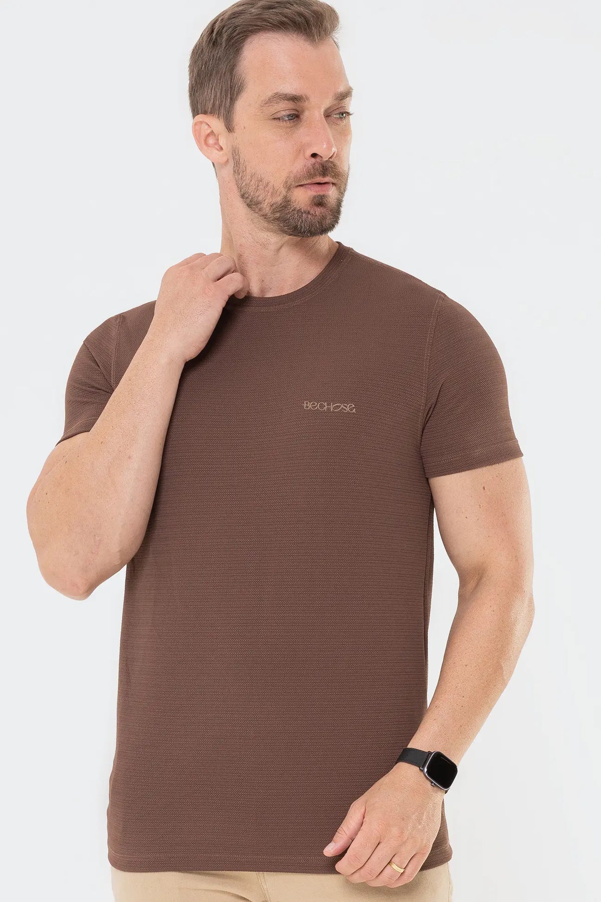 Camiseta Casual Tech Marrom — foto 3