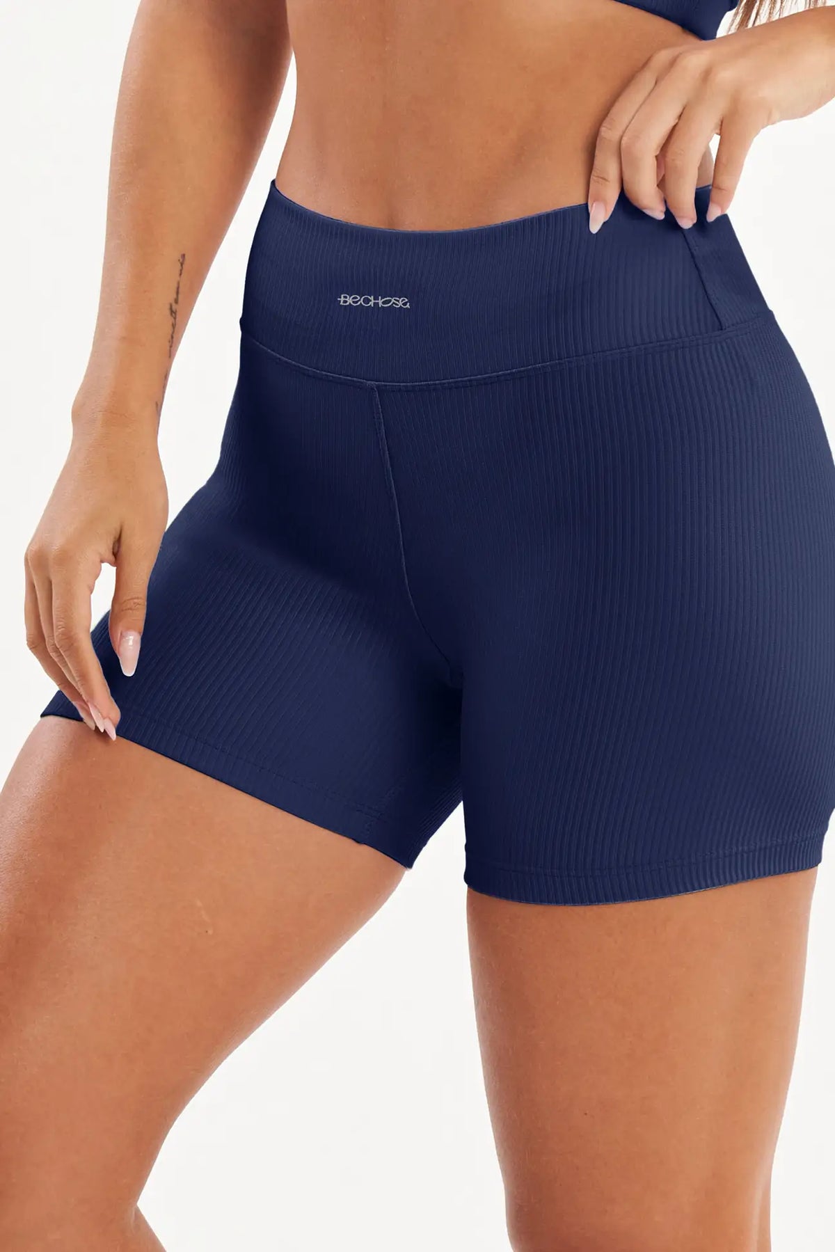 Shorts Perpétua Azul Marinho Canelado — foto 4