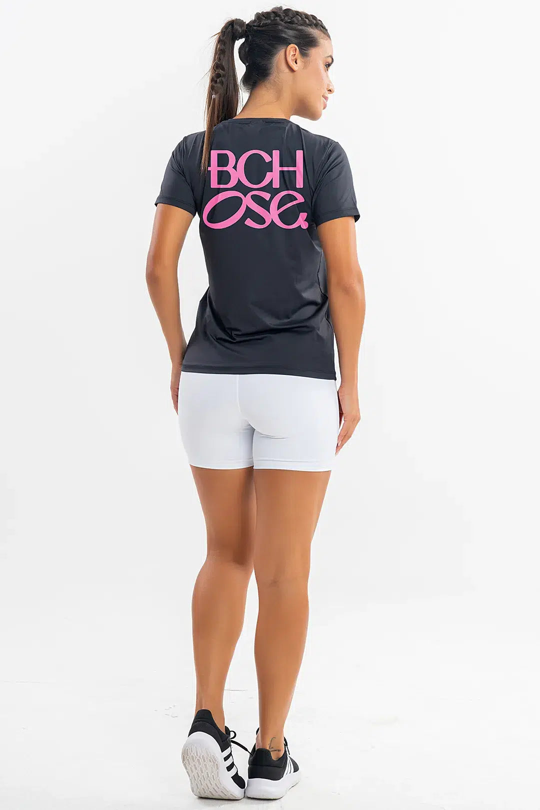 Camiseta Feminina Bchose Preto com Rosa — foto 6