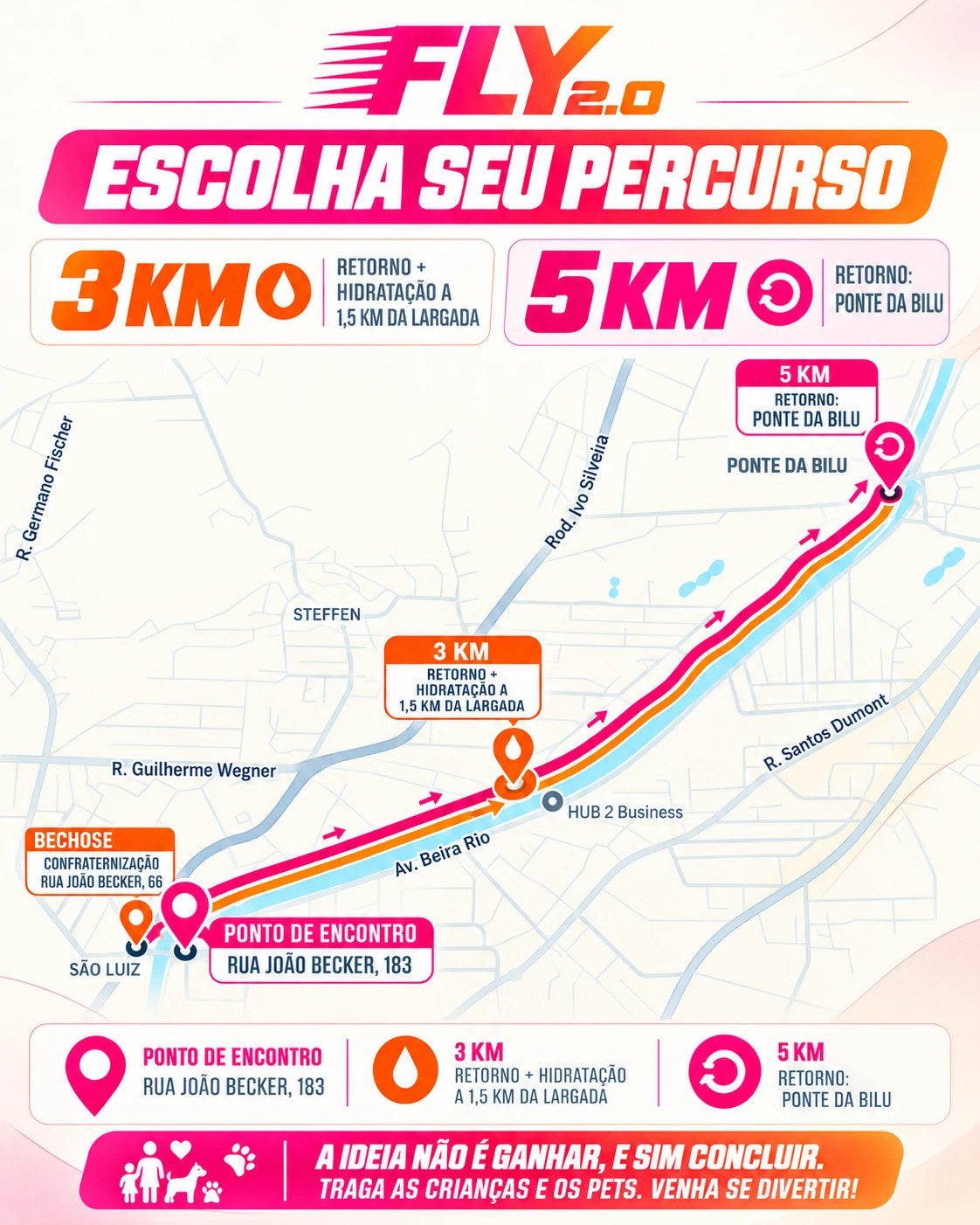 Escolha seu percurso: 3 km ou 5 km