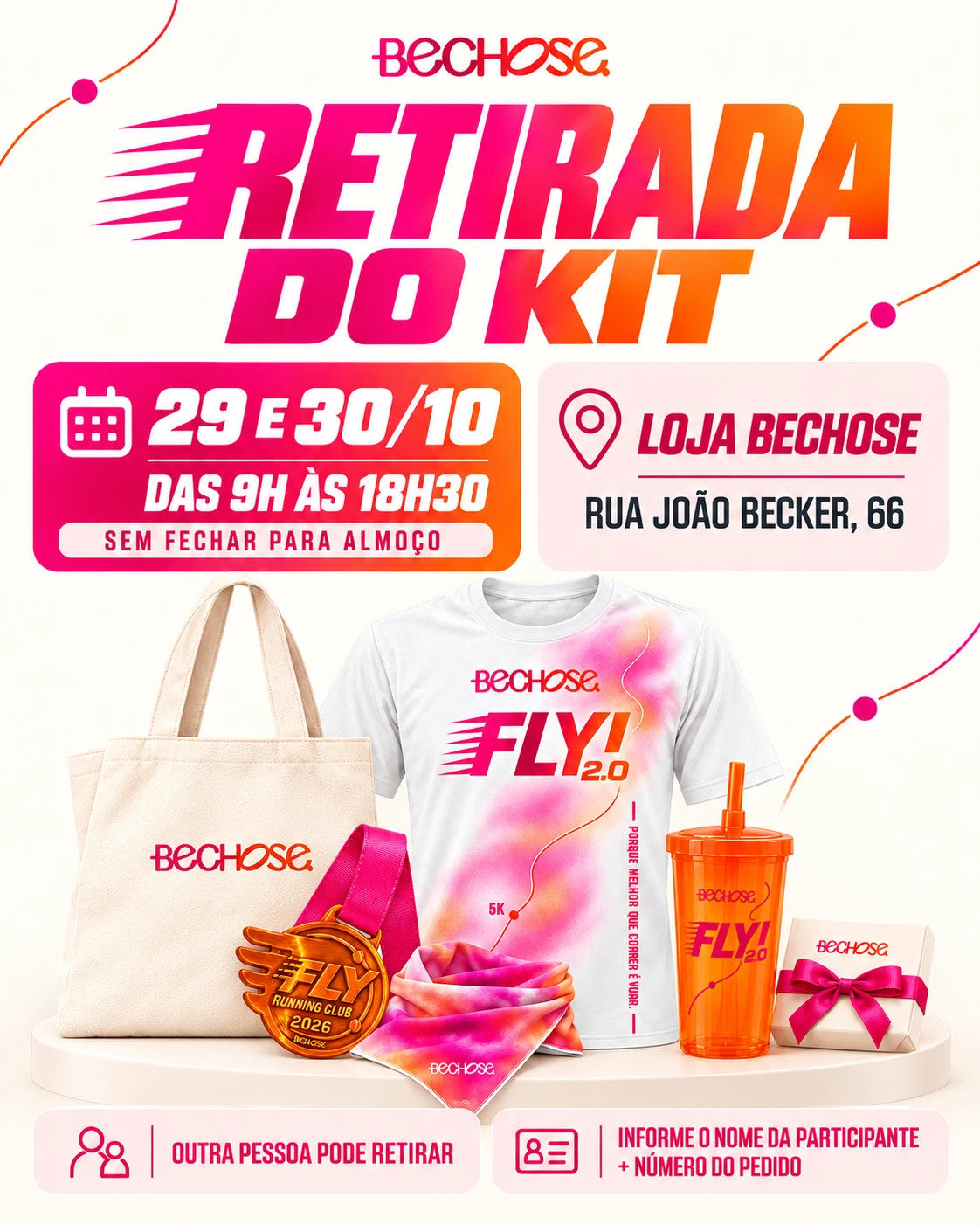Retirada do kit na loja Bechose, 29 e 30/10