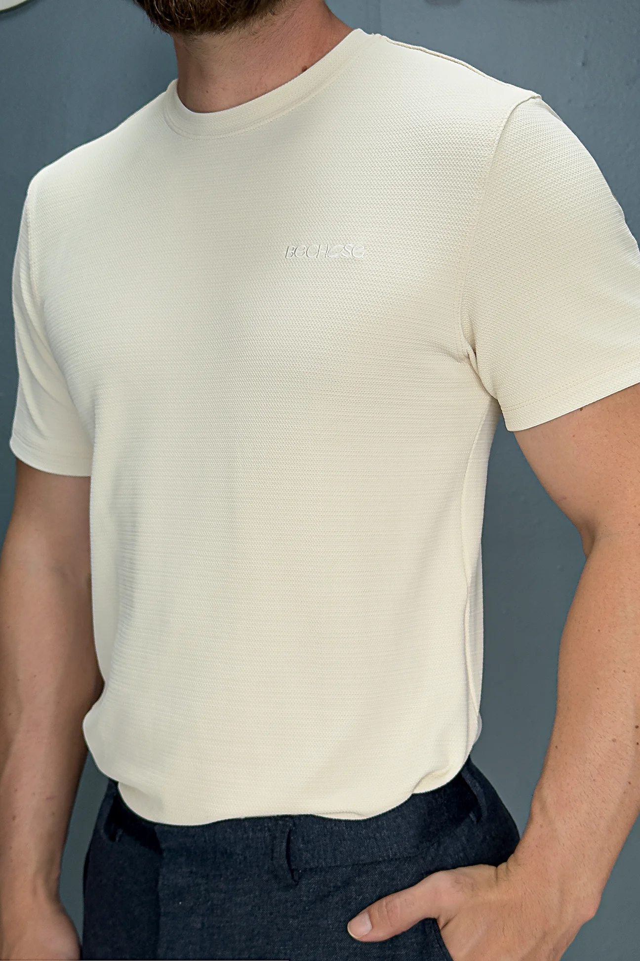 camiseta-casual-tech-cream-1 Camiseta Casual Tech Cream - Imagem 1