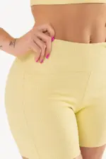 Shorts Lótus Amarelo Manteiga Canelado - Imagem 3