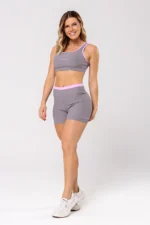 Shorts Amarilis Cinza Canelado / Rosa Balerine - Imagem 3