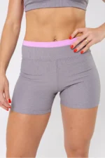 Shorts Amarilis Cinza Canelado / Rosa Balerine