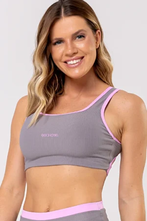 Top Cravo Cinza / Rosa Balerine