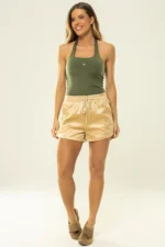 Shorts Dália Marfim Acetinado - Imagem 5